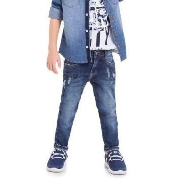 Imagem de Calça Comprida Infantil Jeans destroyed Colegial 1 A 8 Anos Revenda - 