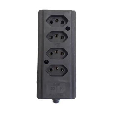 Imagem de Régua Tomada Em Barra Quadrupla Preta 10a/20a Para Extensão - INTERNEE