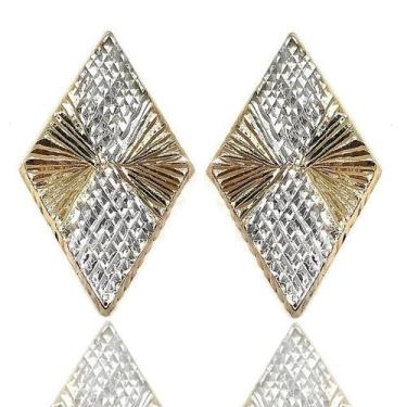 Imagem de Brinco de ouro 18k Trabalhado Diamantado - Elegancy Joias