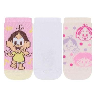 Imagem de Kit 3 Pares de Meia Infantil Bebê Soquete Turma da Mônica 13 ao 16 Cia