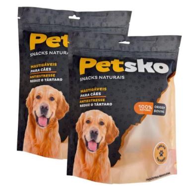 Imagem de Kit 2 Petiscos Mastigáveis para Cães Petsko Orelha Branqueada Desidrat