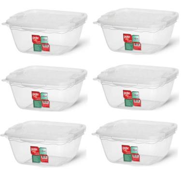 Imagem de Kit 6 potes com trava para mantimentos biscoito geladeira freezer micr