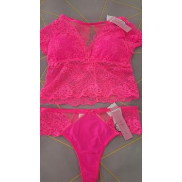 Imagem de Conjunto com Cropped e calcinha vendado em rosa - Doce delito 