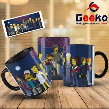 Imagem de Caneca Stranger Things Simpsons Geeko, Preto, 325ml