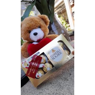 Imagem de Abraço de urso Com Chocolates ferrero roche - A Clara flores