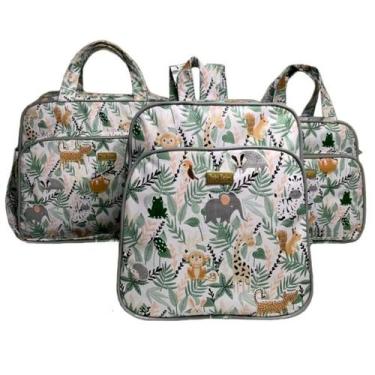 Imagem de kit Bolsa Mala mamãe passeio bebê mochila Desenho 3 peças - RUBIAVI