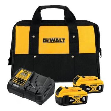 Imagem de kit 2 Baterias 5Ah 20V MAX* com Carregador + Bolsa Dewalt DCB205C2K-BR