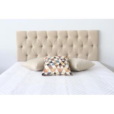 Imagem de Cabeceiras Estofada Casal 1.40m Painel Cor off white botoes cor - zlar