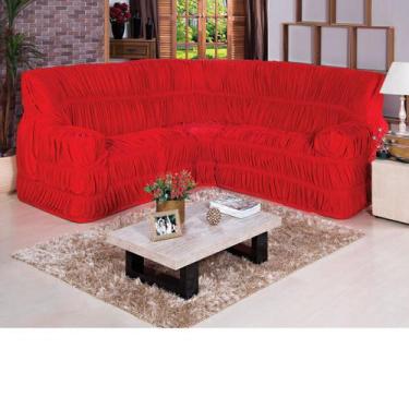 Imagem de Capa para Sofá de Canto Tecido Malha Gel Elásticada - Vermelho - Zilu 