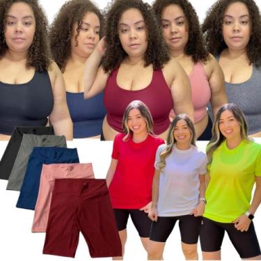 Imagem de Kit 5 Top + 5 Short Longo + 3 Camiseta 100% Poliester - jinkingstore, 