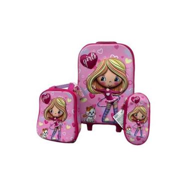 Imagem de Mochila Escolar + Estojo e Lancheira Menina - Dubai