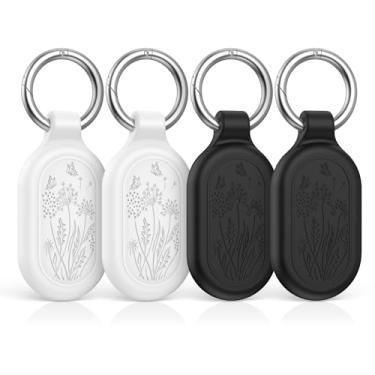 Imagem de Pacote com 4 capas para Samsung Galaxy SmartTag2, capa protetora completa de silicone à prova d'água TUDIOW resistente a arranhões para Smart Tag2 (2 x pretos e 2 brancos)