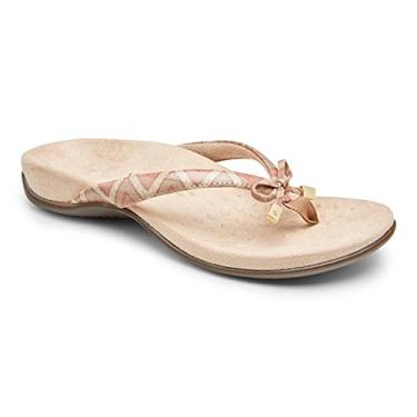 Imagem de Vionic Sandália feminina Rest Bella II Toepost - Chinelo feminino com suporte de arco ortopédico oculto Chevron rosa empoeirado 6,5 largo EUA, Rosa empoeirado, 6.5 Wide