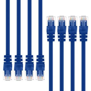 Imagem de GearIT pacote com 8, cabo de patch Ethernet Cat5e 10 pés - cabo de rede LAN de computador RJ45 sem fecho, azul - compatível com 8 portas Switch POE 8 portas Gigabit