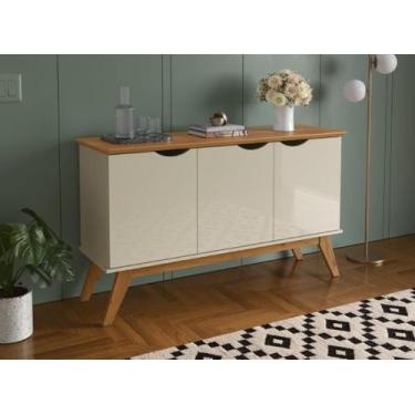 Imagem de Buffet / Bancada PR 3 Portas Retrô 2 Portas Cor Off White / Cinamomo -