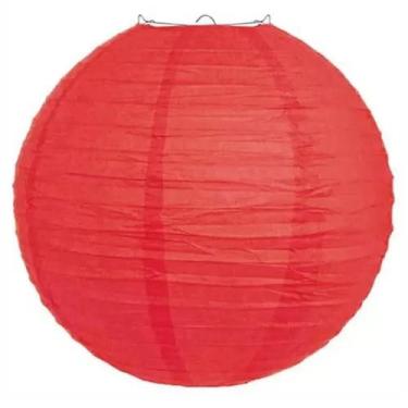Imagem de Lanterna Luminária Oriental de Tecido Vermelha - 35cm - Extra Festas