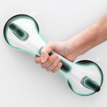 Imagem de TAILINK Barra de apoio para chuveiro que brilha no escuro, barras de apoio com ventosa de 30 cm para chuveiro e banheiro, alça de segurança de chuveiro para idosos e idosos, alça de banheira removível