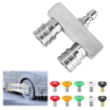 Imagem de Pontas de lavadora de pressão, bocal de lavadora elétrica 2 em 1, bocal duplo de lavadora de pressão turbo com 10 bocais de pulverização de lavadora de pressão, conexão rápida de 1/4 polegada, 4000