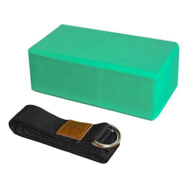 Imagem de Kit Pilates Yoga Props | Bloco Tijolo Bloquinho EVA 200g + Cinto de Alongamento Faixa Flexibilidade | Funcional RPG Fitness Fisioterapia Suporte Alinhamento