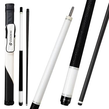 Imagem de CUEDESG Taco de sinuca de fibra de carbono 10,5 mm/11,8 mm/12,5 mm, bastão de sinuca de baixa deflexão, bastão profissional com estojo... (envoltório de couro branco_11,8 mm)