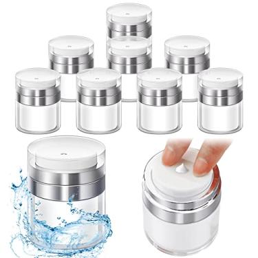 Imagem de Pinkunn 8 frascos vazios sem ar recarregáveis, recipientes de cosméticos sem ar, dispensador portátil de viagem, à prova de vazamento, recipiente hidratante para cremes, géis e loções (28 g)