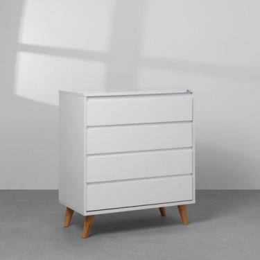 Imagem de Cômoda Retrô 4 Gavetas - Branco - Abra Casa