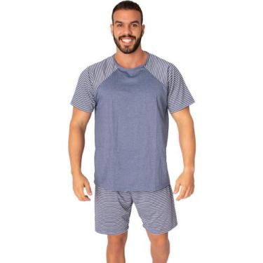 Imagem de Pijama Masculino Curto Vekyo Modas Adulto Conjunto Short e Camisa Mang
