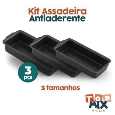 Imagem de Conjunto Assadeira de Pão, Bolos e Tortas Preta Alumínio Antiaderente 