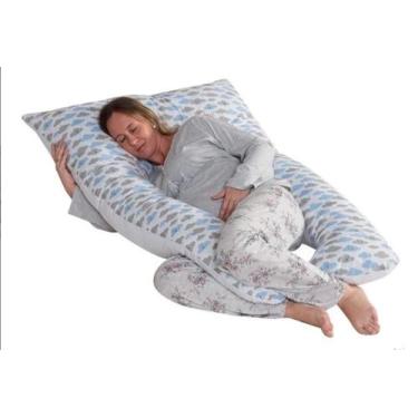 Imagem de Travesseiro de corpo gestante grávida com capa retirável azul - L2M