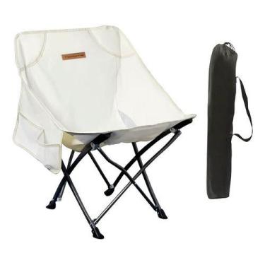Imagem de Cadeira Dobrável De Camping Pesca Premium Bege Com Bolso - Tomate