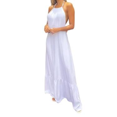 Imagem de Vestido Longo Frente Única Forrado Decotado Festa Casamento Formatura 