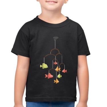 Imagem de Camiseta Algodão Infantil Peixinhos Móbile - Foca na Moda, Preto, 4