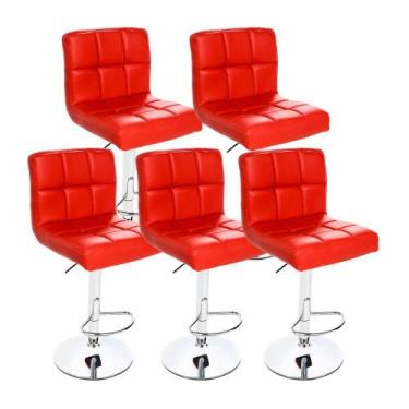 Imagem de Kit 5 Banquetas Com Encosto Giratória Alta Estofada - Best