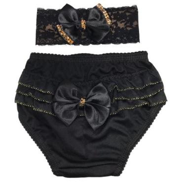 Imagem de Calcinha Bunda Rica Com Tiara Laço Strass Super Luxo Infantil Menina R