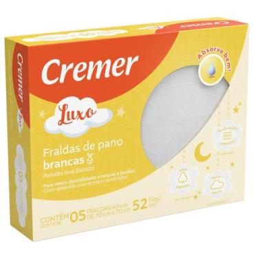Imagem de Fralda Cremer Luxo Branca - Caixa C/ 5 Unidades