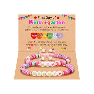 Imagem de UNGENT THEM Pulseira Mommy and Me First Day of School Presentes de volta às aulas para mãe e filha, 8inches, Aço inoxidável, Sem Pedra Preciosa