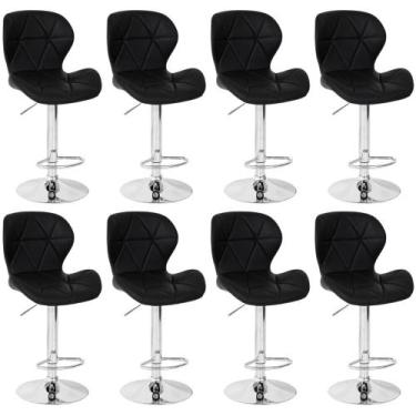 Imagem de Kit 08 Banquetas Slim Estofada Giratória com Regulagem de Altura - Pre