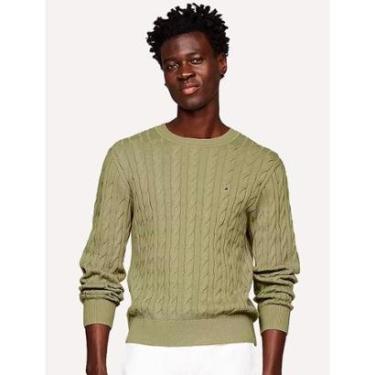 Imagem de Suéter Tommy Hilfiger Masculino C-Neck Classic Cable Verde Claro-Masculino
