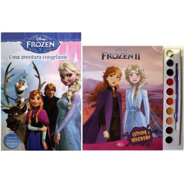 Imagem de Kit de livros infantis: coleção disney aquarela frozen + livro de hist