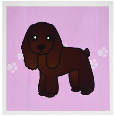 Imagem de 3dRose Cute Chocolate Cocker Spaniel Rosa com Pawprints - Cartões comemorativos, 15,24 x 15,24 cm, conjunto de 6 (gc_15345_1)