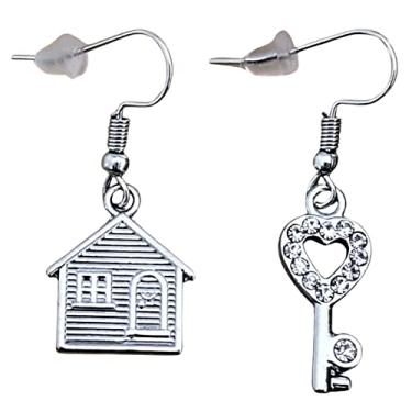 Imagem de Brincos de chave de corretor de imóveis, presente de casa de imóveis, joias, presente de inauguração, agente imobiliário, corretor de imóveis, presente de proprietário de casa, Zinco, Sem pedra