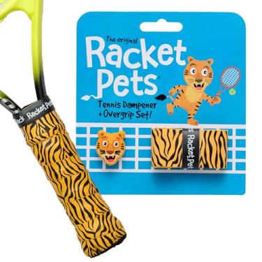 Imagem de Racket Pets Amortecedor de raquete de tênis infantil e fita overgrip combinando, amortecedor de absorção de choque de desempenho para raquete de tênis