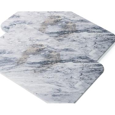 Imagem de ENKOSI Tapete de banho de pedra - Tapete de terra diatomácea de secagem rápida para banheiro - Tapete de chuveiro de secagem rápida - Tapete de banho rígido absorvente - Design de mármore exclusivo