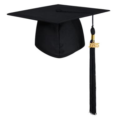 Imagem de GraduationMall Boné de formatura fosco com borla 2025 para ensino médio e solteiro, Preto, tamanho �nico
