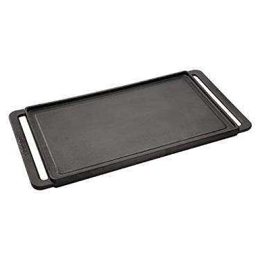 Imagem de Cuisinart CCP-2000 Placa reversível de ferro fundido e chapa de cozinha, grelha com nervuras e chapa de topo plano liso, preto