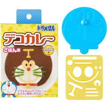 Imagem de Thunder Tech Molde para decoração de arroz para crianças, Doraemon Face Curry estilo arroz molde de arroz LS-7 Molde de arroz: 114 x 109 x h33 mm, matriz de corte: 120 x 100 x 14 mm, médio, branco e
