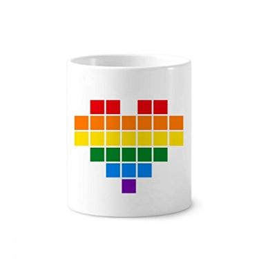 Imagem de Rainbow Gay Lésbica Pequena Caixa Coração LGBT Escova de Dentes Caneca Branca Copo de Cerâmica 355 ml
