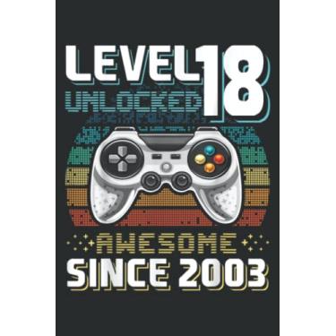 Imagem de Level 18 Unlocked Awesome 2003 Video Game 18Th Birthday Gift Meme: DOG JOURNAL - 6" x 9", 100 Pages: Wide Ruled Paper Notebook Journal | Pretty Wide ... for Home School College for Writing Notes.