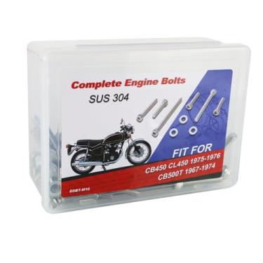 Imagem de Xitomer Parafuso de motor de escape do cilindro do cárter compatível com CB450 / CL450 1975-1976/CB500T 1967-1974 arruela de trava/porca/porca de trava