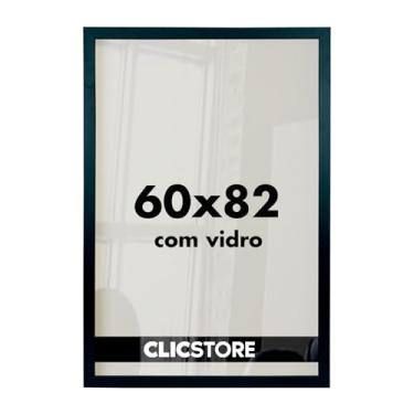 Imagem de Moldura Quadro 60x82 cm Decoração Criativa Sala Quarto Escritório para Arte Foto Imagem Painel Gravura Pôster com Vidro (Preto)